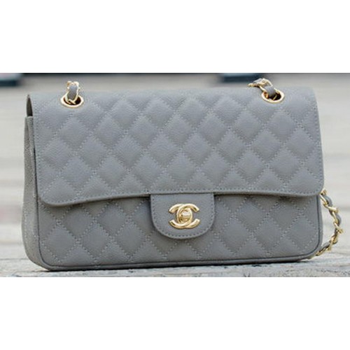Chanel 2.55 Series Flap Bag Gris Cannage Motif A1112 Or
