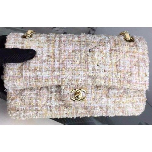 Chanel 2.55 Series Flap Bag Original Tissu A1025 Abricot