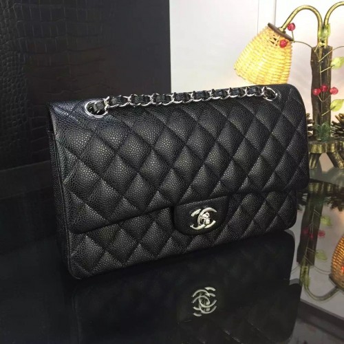 Chanel 2.55 Series Flap Bag Cuir d'agneau d'origine Noir Argent 1113