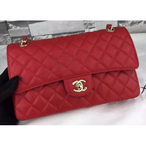 Chanel 2.55 Series Flap Bag Cuir Rouge Motif Cannage CF8024 Doré