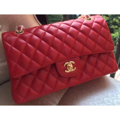 Chanel 2.55 Series Flap Bag Rouge Original Cuir A01112 Or