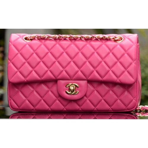 Chanel 2.55 Series Flap Bag Rose en cuir de mouton A37586 Or