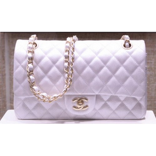 Chanel 2.55 Series Flap Bag Silver Original Caviar Leather A1112 Or
