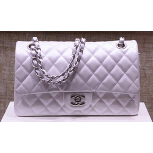 Chanel 2.55 Series Flap Bag Argent Original Caviar Cuir A1112 Argent