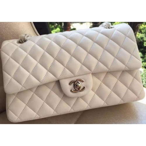 Chanel 2.55 Series Flap Bag Blanc Original Cuir A01112 Argent
