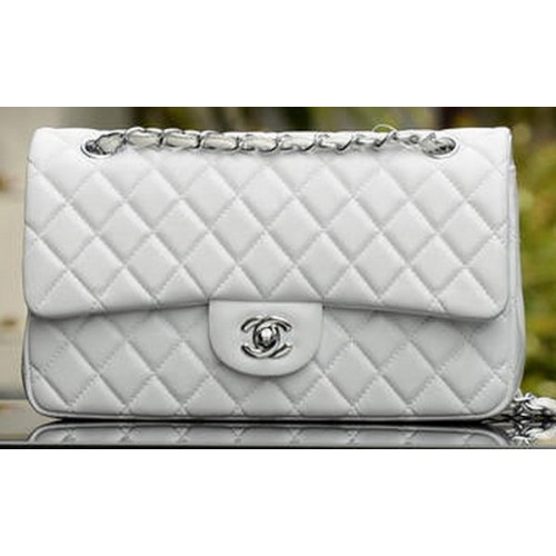 Chanel 2.55 Series Flap Bag Cuir de Mouton Blanc A37586 Argent