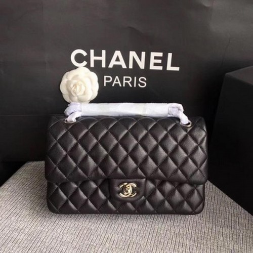 Chanel 2.55 Series Flap Bags Black Original Deerskin A1112 Argent