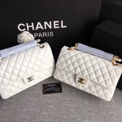 Chanel 2.55 Series Flap Bags Cuir d'origine A1112 Blanc