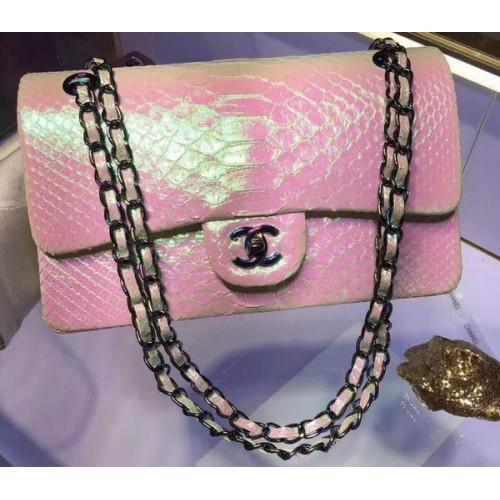 Chanel 2.55 Series Flap Bags Original Snake Leather A1112 Rose