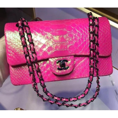 Chanel 2.55 Series Flap Bags Original Snake Leather A1112 Rose