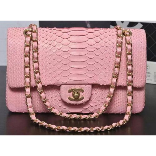 Chanel 2.55 Series Flap Bags Sakura Pink Original Python Leather A1112SA Or