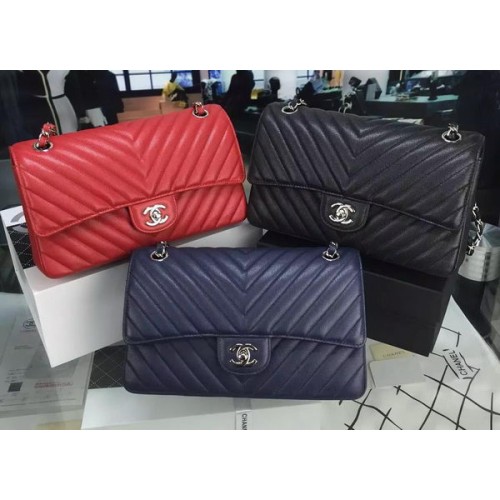 Chanel série 2.55 Flap Bag Chevron Caviar Cuir V8023