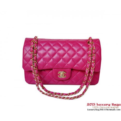 Chanel A01112 Sac à rabat classique en peau de mouton prune doré