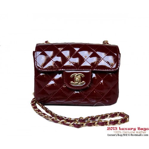 Chanel A01115 Mini Sac à Rabat Bordeaux Cuir Verni Doré