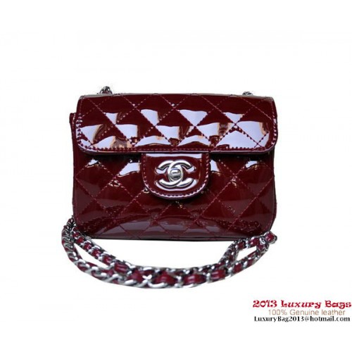 Chanel A01115 mini sac à rabat bordeaux cuir verni argent