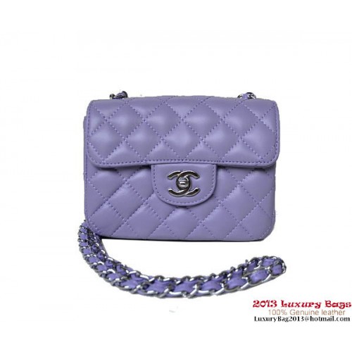 Chanel A01115 mini sac à rabat cuir de mouton violet argent