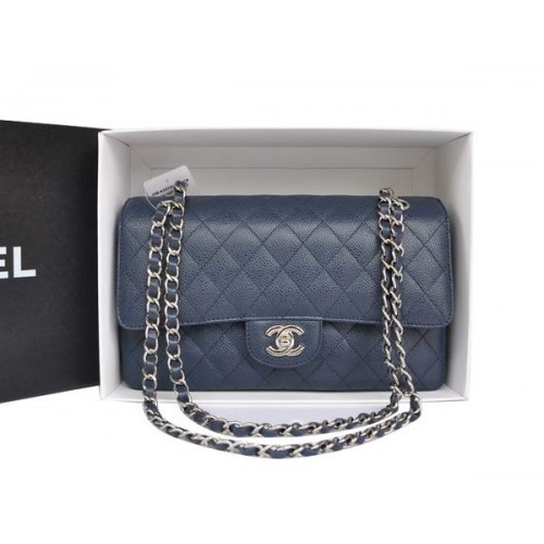 Chanel A1112 2.55 Series Flap Bag Original Cannage Cuir Bleu