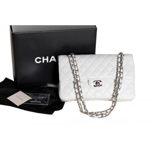 Chanel A1112 2.55 Series Flap Bag Cuir Caviar Original Blanc