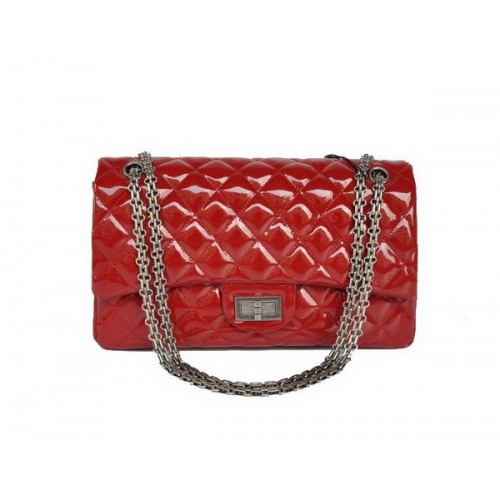 Mesdames Chanel A30227 Sacs à rabat Jumbo en cuir verni rouge Argent