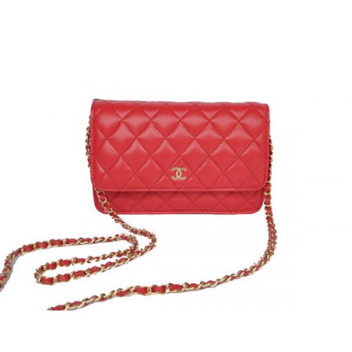Nouvelle Couleur Chanel A33814 Sac à Rabat en Cuir de Mouton Rouge Doré