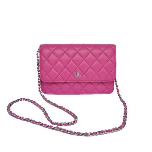 Nouvelle couleur Chanel A33814 Sac à rabat en cuir de mouton rose Argent