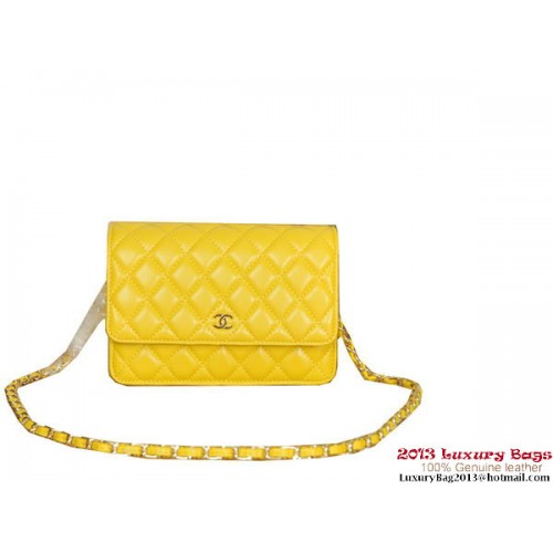 Chanel A33814 Mini sac à rabat en cuir de mouton Jaune