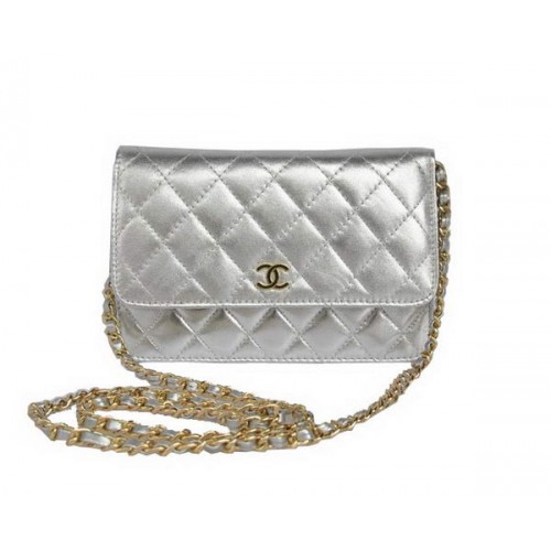 Nouvelle Couleur Chanel A33814 Sac à Rabat en Cuir de Mouton Argenté Doré
