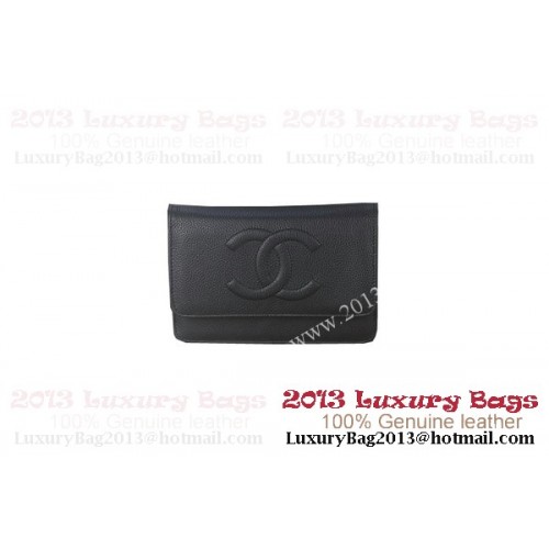 Chanel A48654 Mini sac à rabat en cuir grainé noir original