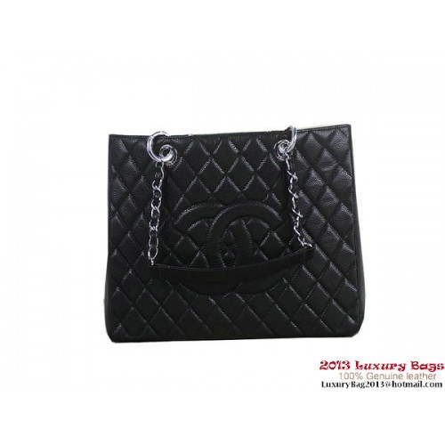 Chanel A50995 Sac à bandoulière en cuir noir original Cannage Argent