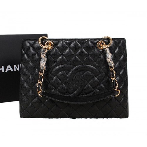Chanel A50995 Sac à bandoulière en cuir d'origine noir Doré