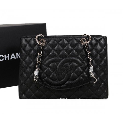 Chanel A50995 Sac à bandoulière en cuir d'origine noir Argent