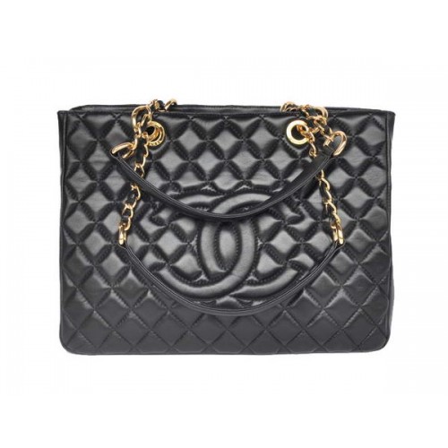 Chanel A50995 Sac à bandoulière en cuir de mouton noir pas cher Or