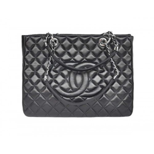 Chanel A50995 Sac à Bandoulière En Cuir De Mouton Noir Argent Pas Cher