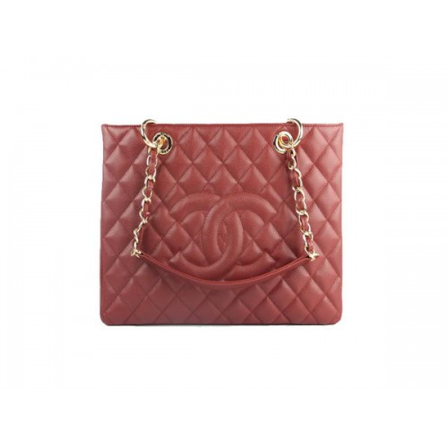 Chanel A50995 Maroon Original Cannage Sac à bandoulière en cuir Doré
