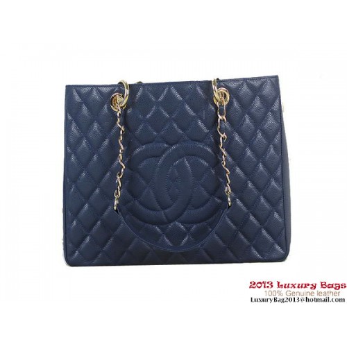 Chanel A50995 RoyalBlue Original Cannage Sac à bandoulière en cuir Doré