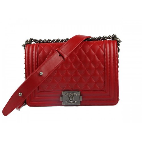 Chanel A67025 Sac Porté Epaule à Rabat Le Boy En Cuir De Mouton Rouge
