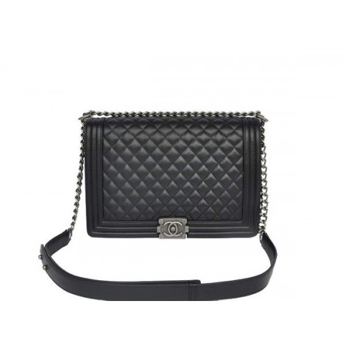 Chanel A67087 Sac à bandoulière à rabat en cuir de mouton noir Le Boy