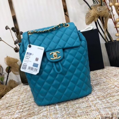 Chanel Sac à dos en peau de mouton cuir d'origine 83431 bleu ciel