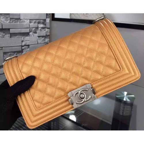 Chanel Boy Flap Sac à Bandoulière Doré Original Cuir de Veau A8708 Argent