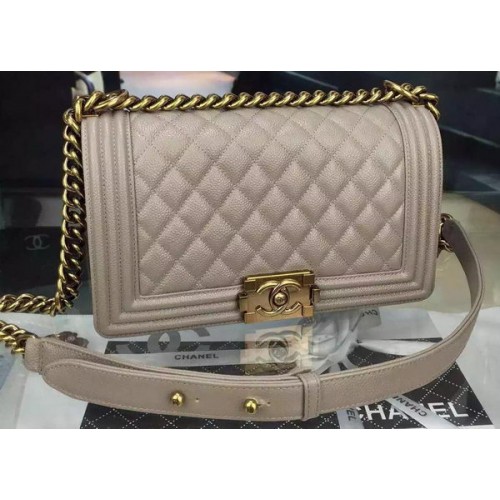 Chanel Boy Flap Sac à bandoulière en cuir de veau d'origine gris A8708 Bronze