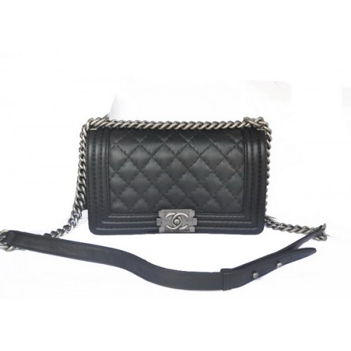Chanel Boy Flap Sac à bandoulière en cuir de veau d'origine A67086 Noir