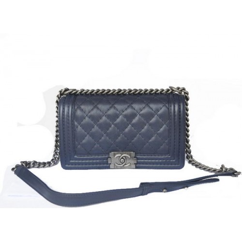 Chanel Boy Flap Sac à bandoulière en cuir de veau d'origine A67086 RoyalBlue