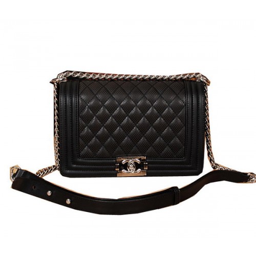 Chanel Boy Flap Sac à bandoulière en cuir d'origine A6870 Noir