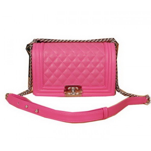 Chanel Boy Flap Sac à bandoulière en cuir d'origine A6870 Rose