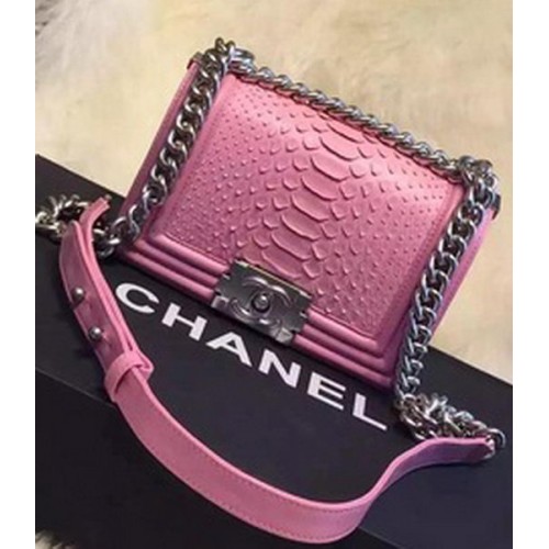 Chanel Boy Flap Sac à bandoulière Cuir Python A66094 Rose
