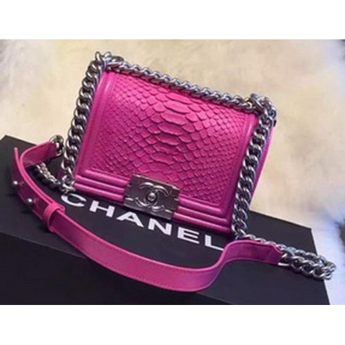 Chanel Boy Flap Sac à bandoulière en cuir de python A66094 Rose