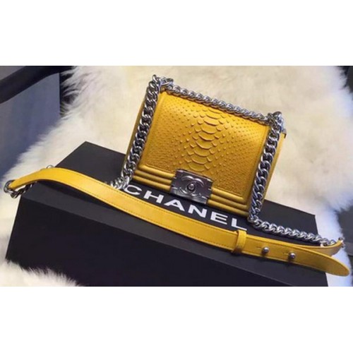 Chanel Boy Flap Sac à bandoulière Cuir Python A66094 Jaune
