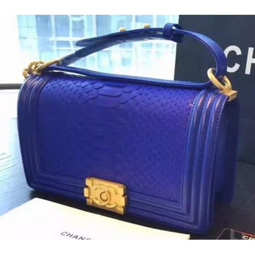 Chanel Boy Flap Sac à bandoulière en cuir de python royal A66095 Or