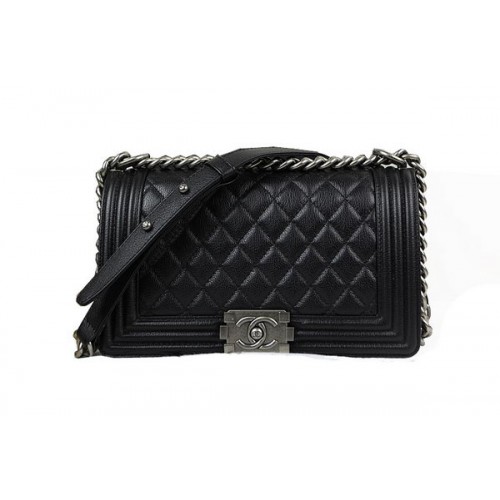 Chanel Boy Flap Sac à Bandoulière en Cuir de Daim Noir Original A67025 Argent