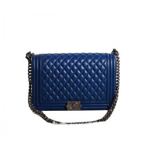 Chanel Boy Flap Sac à bandoulière en cuir d'origine A67087 Bleu